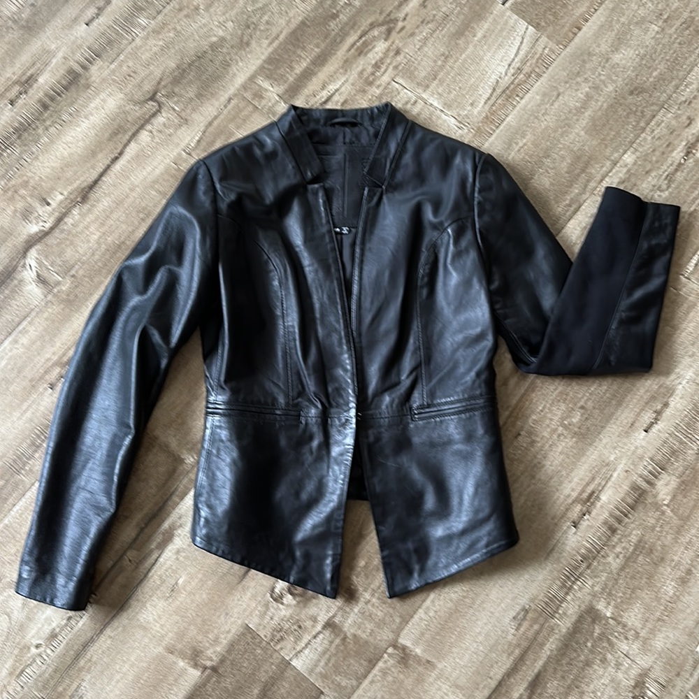 Cigno Nero 100% Leather Black Notched Lapel Jacket 40 - Picture 10 of 12